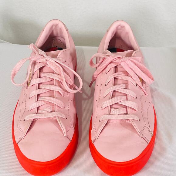 Adidas Originals Casual Shoes SLEEK Diva Pink Leather Womens 9 Sneakers BD7475 - Picture 7 of 10